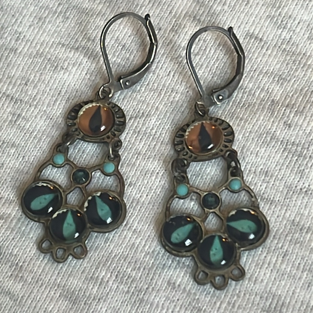 Made in Israel silver tone and beads earrings